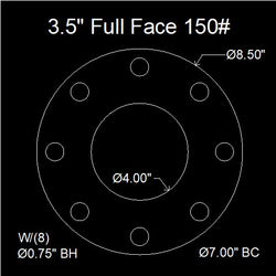 3-1/2" Full Face Flange Gasket (w/8 Bolt Holes) - 150 Lbs. - 1/16" Thick Garlock Blue-Gard 3000