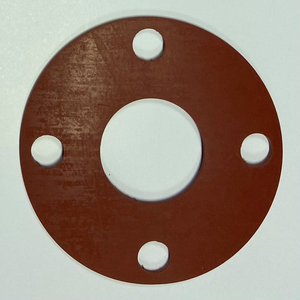 2-1/2" Full Face Flange Gasket (w/4 Bolt Holes) - 150 Lbs. - 1/8" Thick (SBR) Red Rubber - 10 Pack